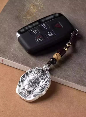 纯银生肖本命佛牌吊坠钥匙扣挂件