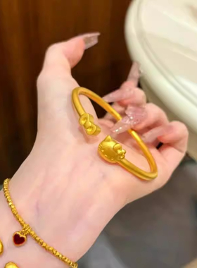 甜美Kitty猫爆款可爱金色手镯萌