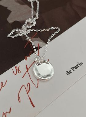 韩国东大门纯银不规则光面项链锁骨链冷淡风小众设计颈链