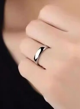 简约素圈纯银情侣戒指小众情侣款