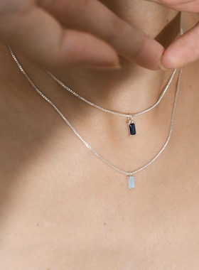 海蓝锆石锁骨链叠戴项链高级感