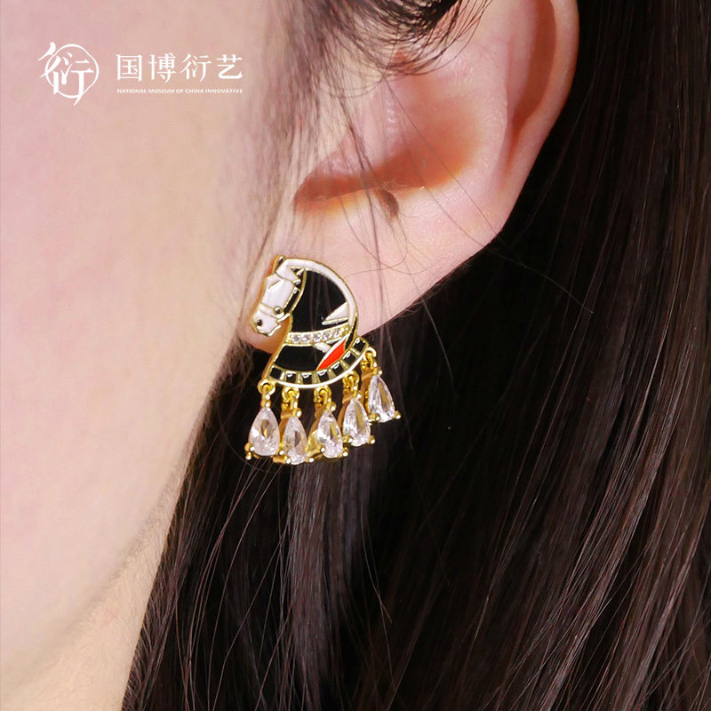 中国国家博物馆一匹黑马项链耳饰创意黑色马造型女生首饰生日礼物,淘宝优惠券,粉丝福利购,淘宝优惠卷