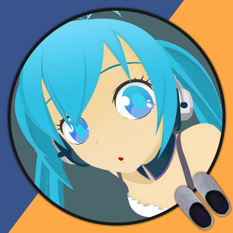 初音未来Miku二次元动漫周边地毯房间卧室床边毯电脑椅圆形地垫,淘宝优惠券,粉丝福利购,淘宝优惠卷