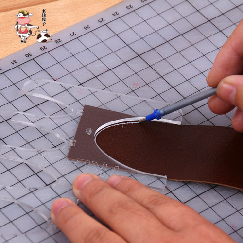 手工皮具图纸亚克力版型皮带定位尺剑尾/方尾带头模板纸样工具 - 图0