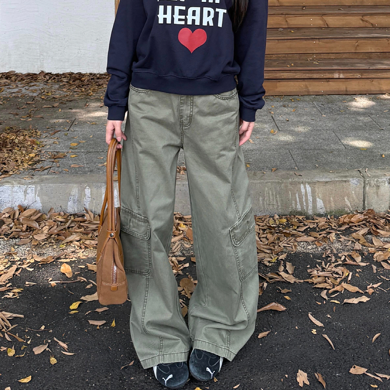 大码美式复古设计感解构工装牛仔裤男女街头做旧宽松直筒休闲长裤 - 图3