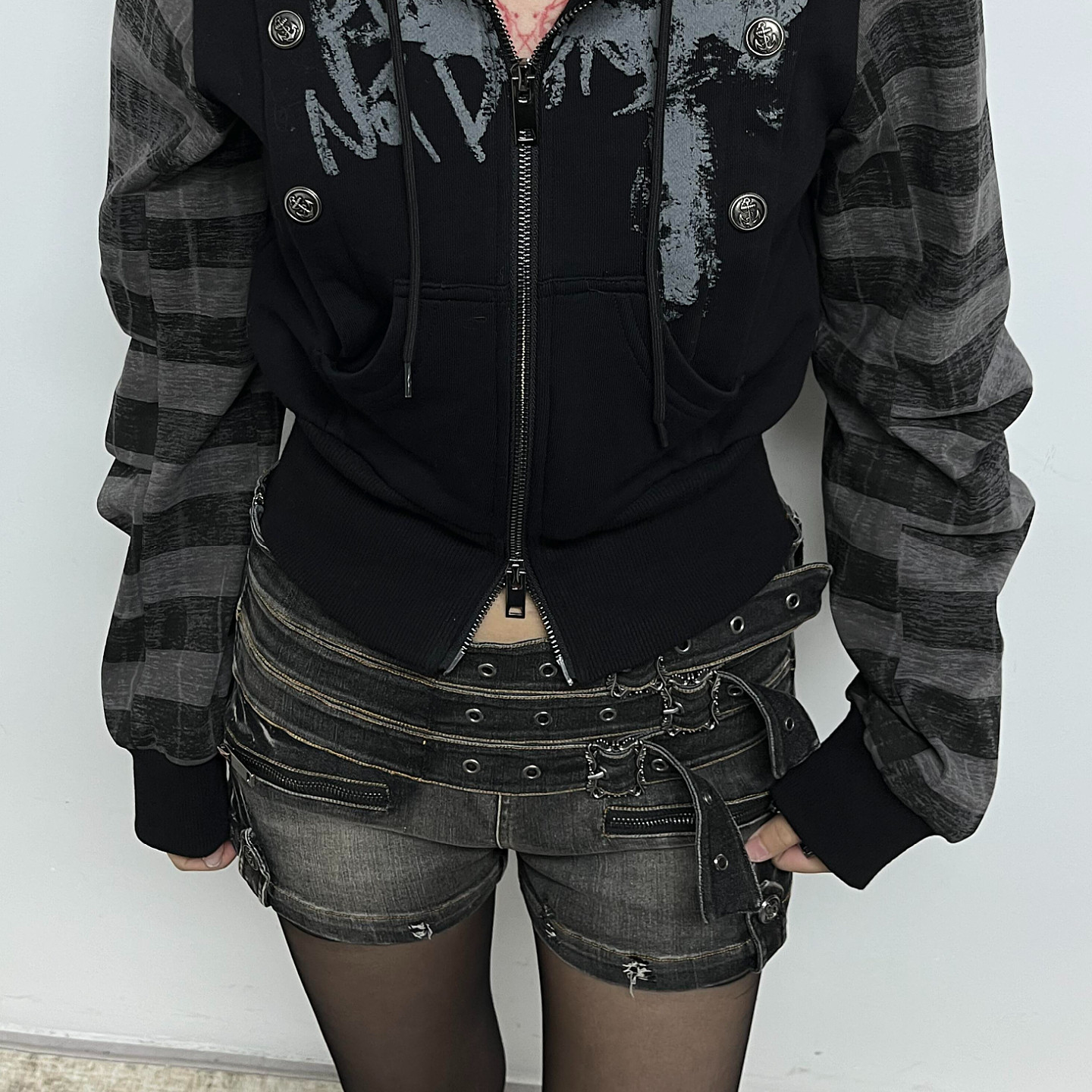 美式y2k亚文化辣妹腰带拉链牛仔短裤女复古重工设计感包臀热裤潮,淘宝优惠券,粉丝福利购,淘宝优惠卷