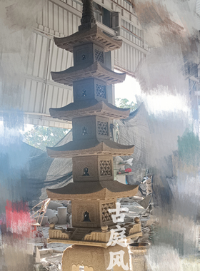 户外景观园林庭院苏式石雕 石灯笼 酒店摆设日式复古石灯 古五层