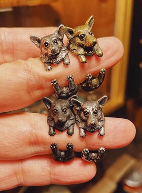 KOPOMETAL复古柯基犬戒指男女