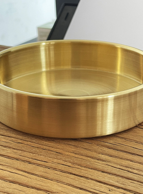 纯铜复古圆形收纳盘置物盘托盘