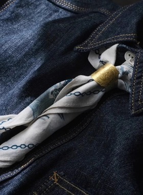 metalize复古黄铜做旧方巾扣戒指