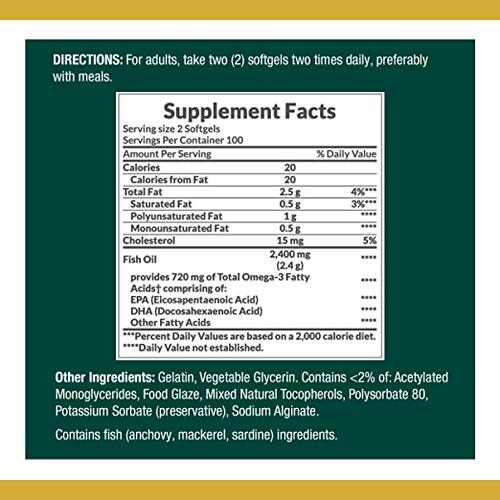 美国代购Fish OilSupports Heart Health1200Mg Rapid - 图0
