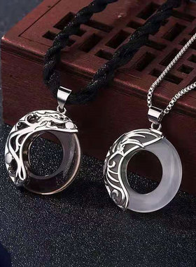 情侣项链学生定情信物龙凤吊坠女