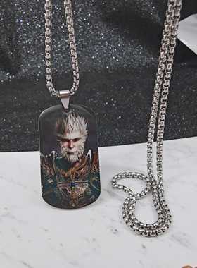 彩色照片军牌不锈钢项链