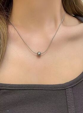 圆珠高级感气质太钢项链锁骨链