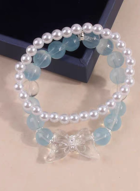 蝴蝶结款叠戴珍珠手链女百搭国风手环轻奢小众高级个性送情侣闺蜜