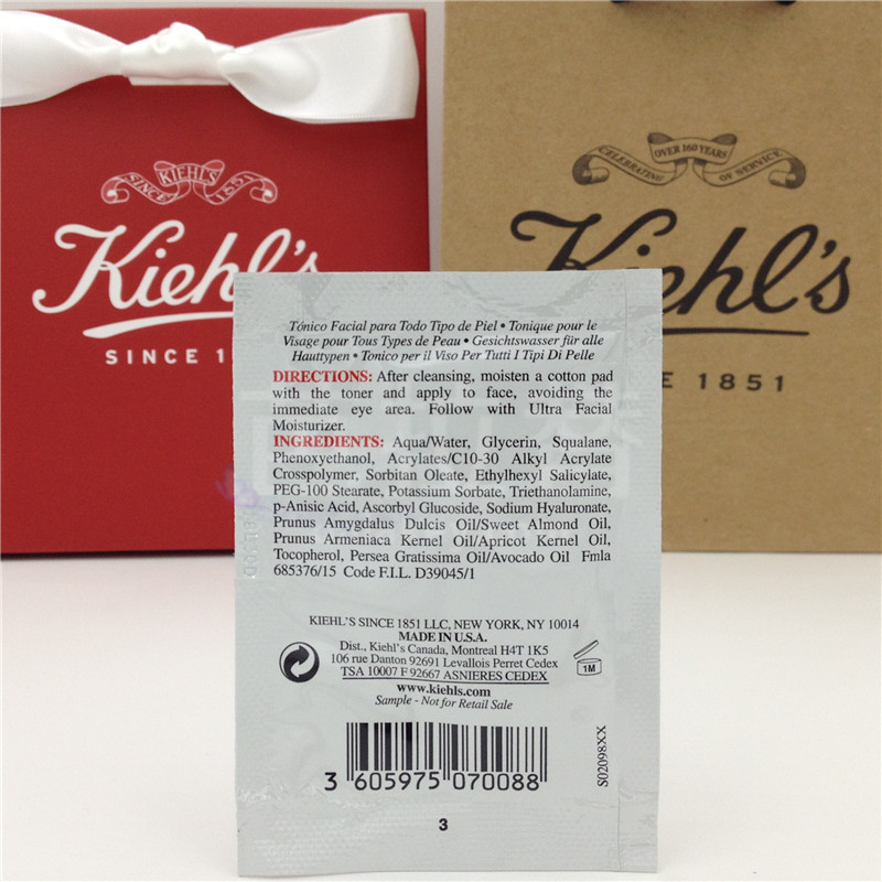 Kiehls科颜氏高保湿精华爽肤水小样3ml*10片补水保湿水滋润-图0