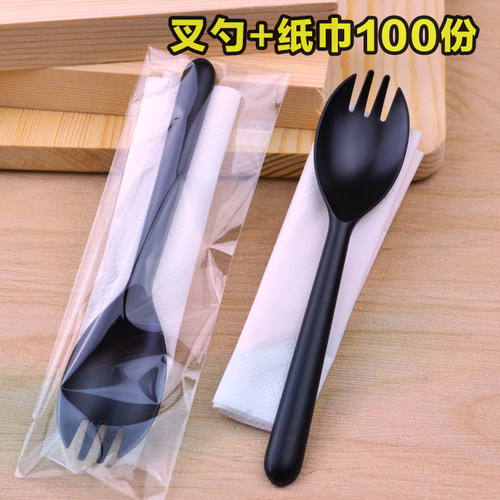 独立包装一次性透明塑料勺子叉勺一体蛋糕叉加厚式商用食品级材质 - 图2
