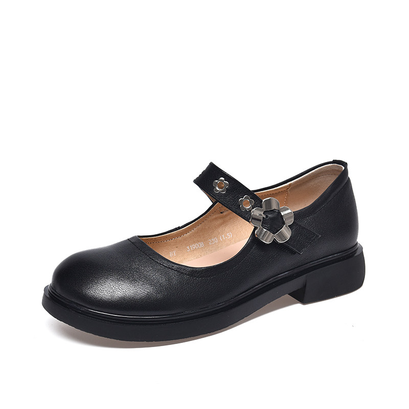 玛丽珍单鞋魔术贴2025年春秋新款低跟方头JK淑女赫本风平底复古皮,淘宝优惠券,粉丝福利购,淘宝优惠卷