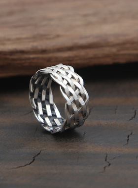 饰品编织网状宽版戒指男女同款