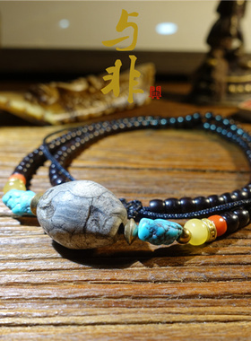 千年藏传缠丝玛瑙椰壳锁骨链