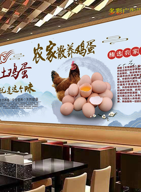农家散养鸡蛋灯箱布海报乌鸡蛋背景墙广告贴纸土鸡蛋装饰画油画布