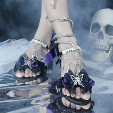 Обувь 【织情蛊】汉姿娇语原创lolita民族风苗疆万蛊织方跟凉鞋鞋暗黑