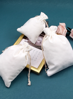 10个装高密度白色棉布袋束口