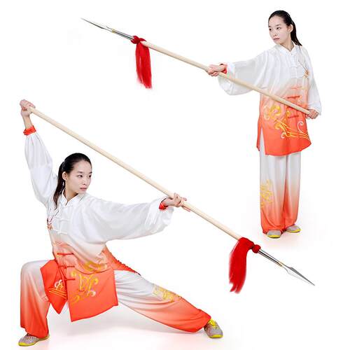 武术枪红缨枪未开刃霸王枪表演枪不锈钢儿童红樱枪白蜡杆太极大枪 - 图0