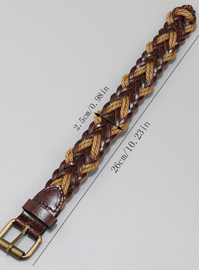 网红新款热销饰品简约手工编织pu皮革手链个性创意复古男女手环