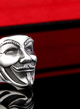 Vendetta V字仇杀队戒指 笑脸面具戒指 V字仇杀机指环 主题戒指