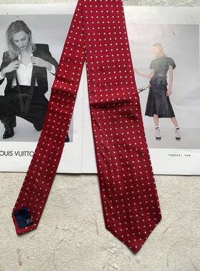 Vintage复古日产意制中古男女精品印花红色系领带A2