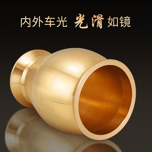 黄铜中药捣药罐 家用 老式铜臼冲筒黄铜盅研钵研磨器捣蒜器 - 图0