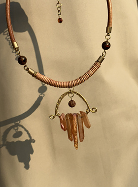 原创手作小众个性简约百搭气质水晶混搭祭司废土美拉德色平价项链