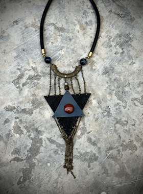 黑神话配色｜夸张复古原创设计手作个性小众混搭风格蓝黑平价项链