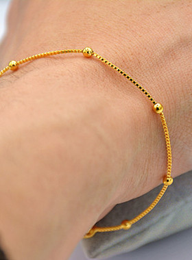 越南沙金手链女正品999久不掉色女款转运珠细款简约风首饰