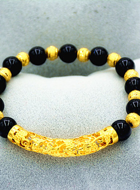 包邮天然红玛瑙欧币金紫水晶手链