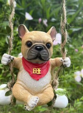 萌犬树洞小屋挂饰仿真树脂户外防水花园造景阳台绿植装饰挂件千秋