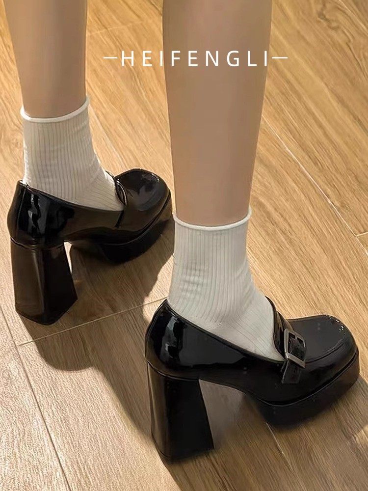 日系漆皮厚底防水台玛丽珍小个子粗跟高跟鞋不累脚复古风浅口单鞋,淘宝优惠券,粉丝福利购,淘宝优惠卷