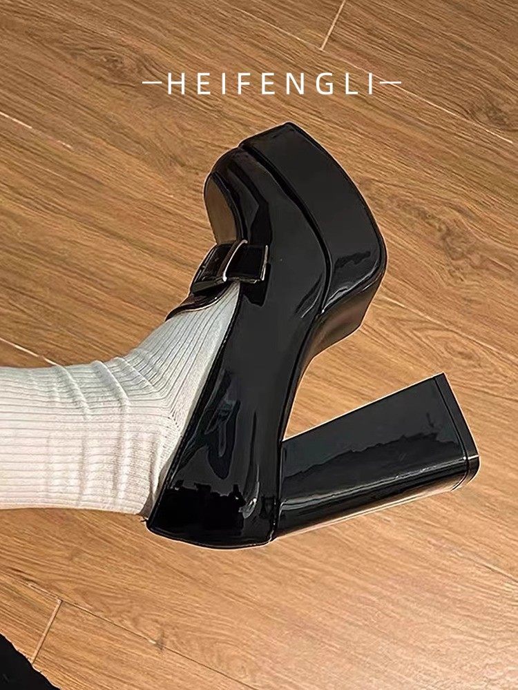 日系漆皮厚底防水台玛丽珍小个子粗跟高跟鞋不累脚复古风浅口单鞋,淘宝优惠券,粉丝福利购,淘宝优惠卷