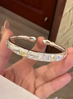 ZY22号复古民族风卷草纹开口手镯女款2026新款时尚