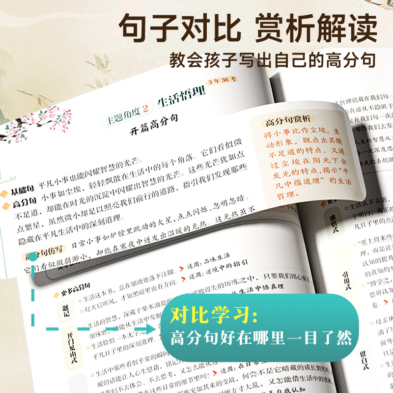时光学初中作文高分句1200例初一二三作文金句1000例万能公式写优秀作文好词好句好段七八九年级语文同步写作技巧高分素材积累大全 - 图2