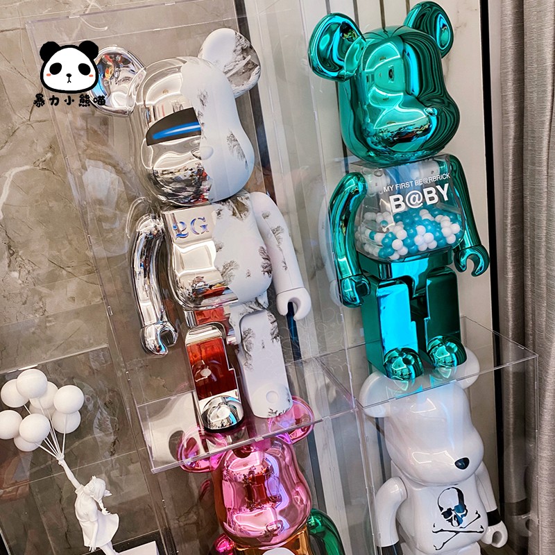 bearbrick1000%积木熊暴力熊电镀金色招财猫手办潮玩大号公仔摆件 - 图0