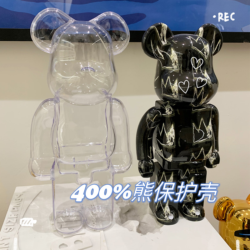 磁吸积木熊展示盒Bearbrick400%熊形保护壳亚克力透明暴力熊壳100 - 图0