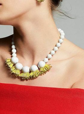 ks金色玻璃珍珠个性夸张孤品项链