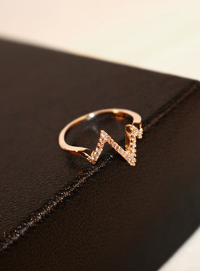 韩国波浪冷淡风金色戒指网红小众
