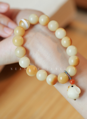 天然白菩提子炭烧兔子手串