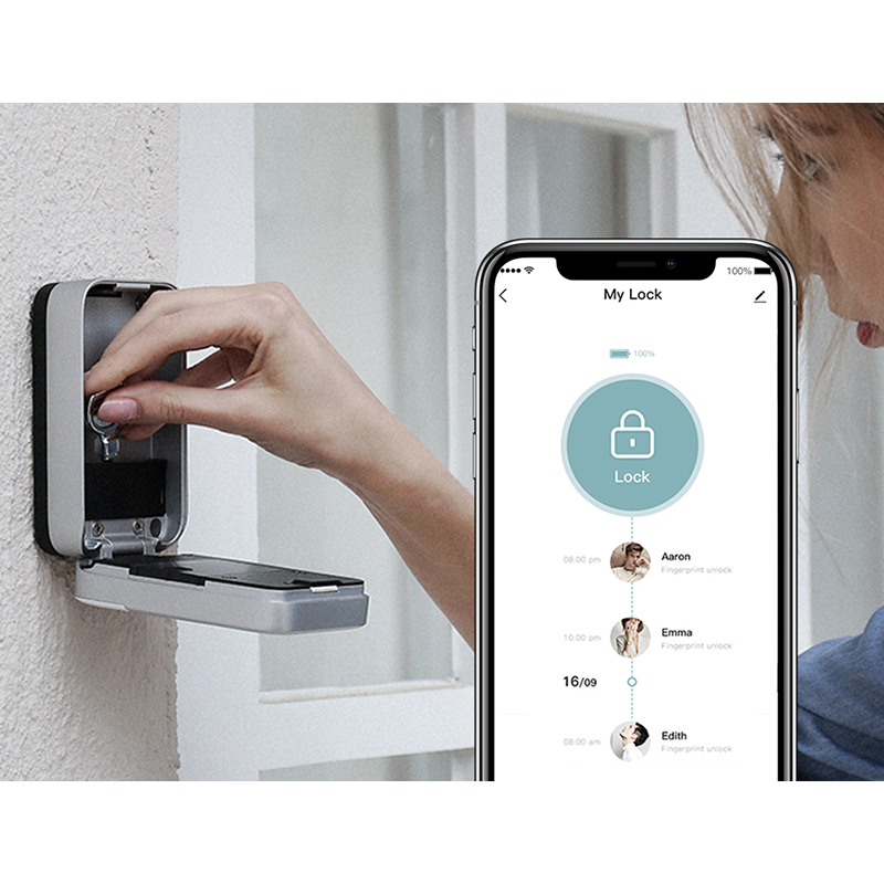 装修民宿密码钥匙盒壁挂式免打孔远程授权开锁智能指纹防水箱热卖 - 图1