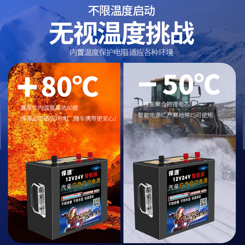 悍源液晶智能反接保护12V24V汽车应急启动电源大容量货车电瓶强启 - 图1