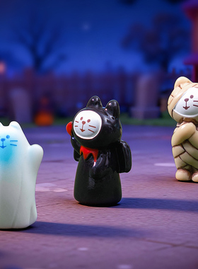 创意手工树脂木乃伊幽灵小猫摆件