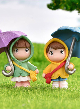 微景观创意手工蛋糕撑伞小人摆件